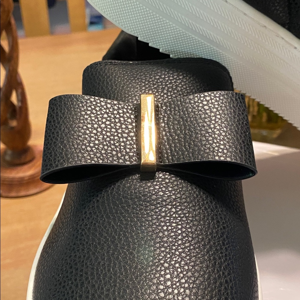 Joy 9 WIDE Black bow Slip-On genuine leather platform Loafers - ortho insole - Picture 4 of 15